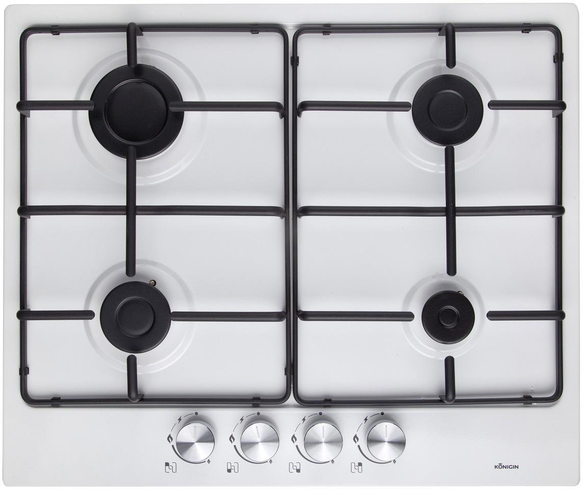 Изображение товара Газовая варочная панель Konigin Spark 604 WHE 60 см 4 конфорки цвет белый
