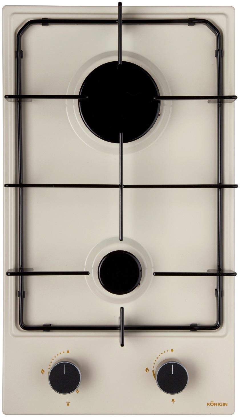 Изображение товара Газовая варочная панель Konigin Spark 302 IVE 30 см 2 конфорки цвет слоновая кость
