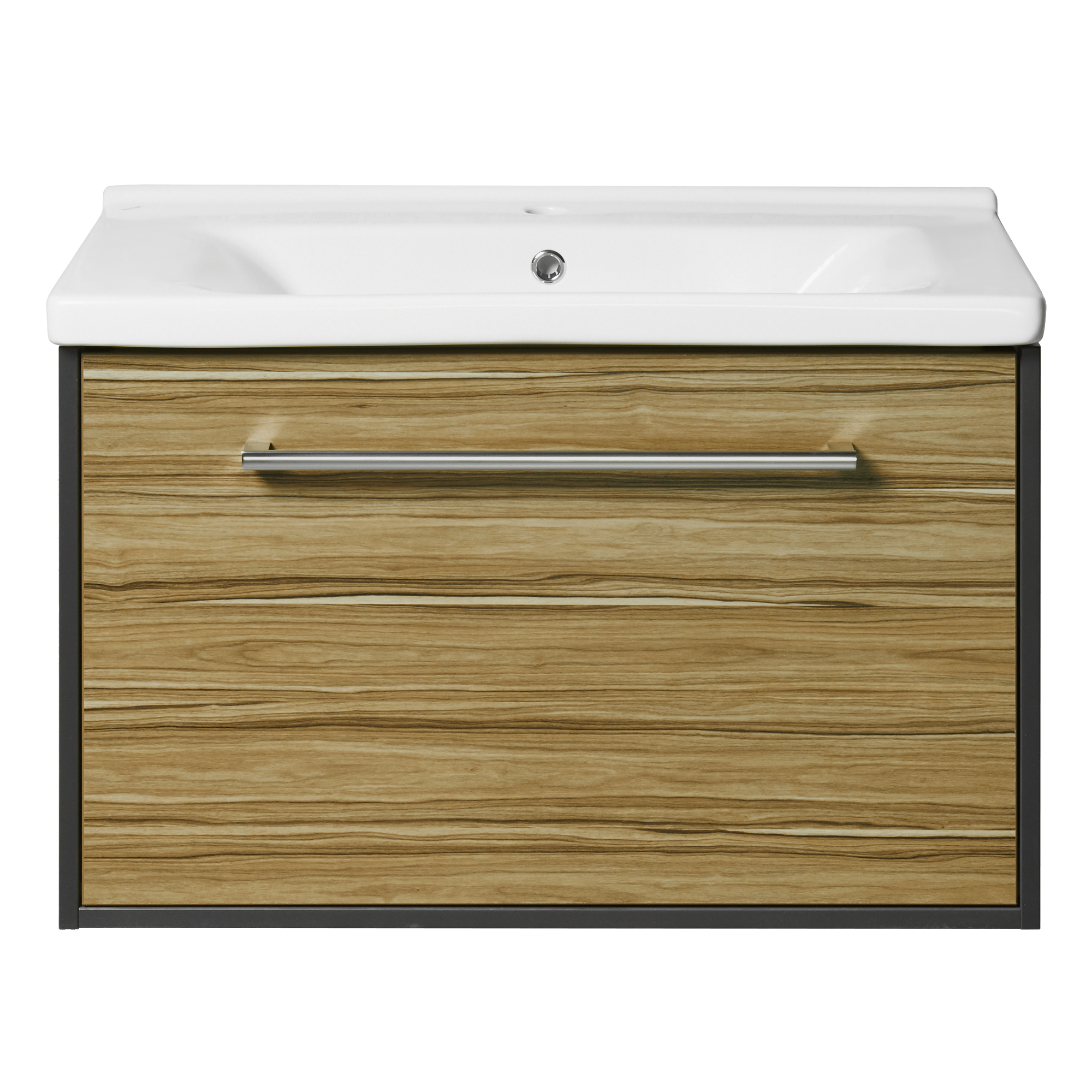 Изображение товара Тумба под раковину подвесная Aquaton Мерида 80 см цвет антрацит светлое дерево