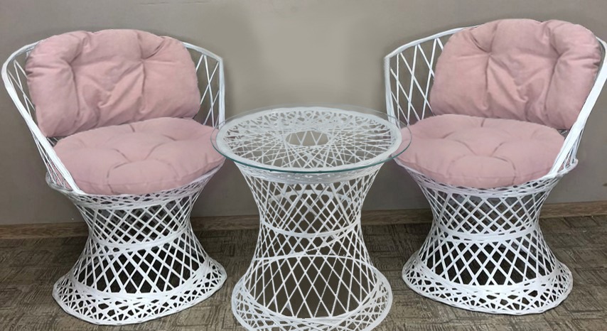 Изображение товара Набор садовой мебели Лаура Вивальди смола/стекло белый стол и 2 кресла