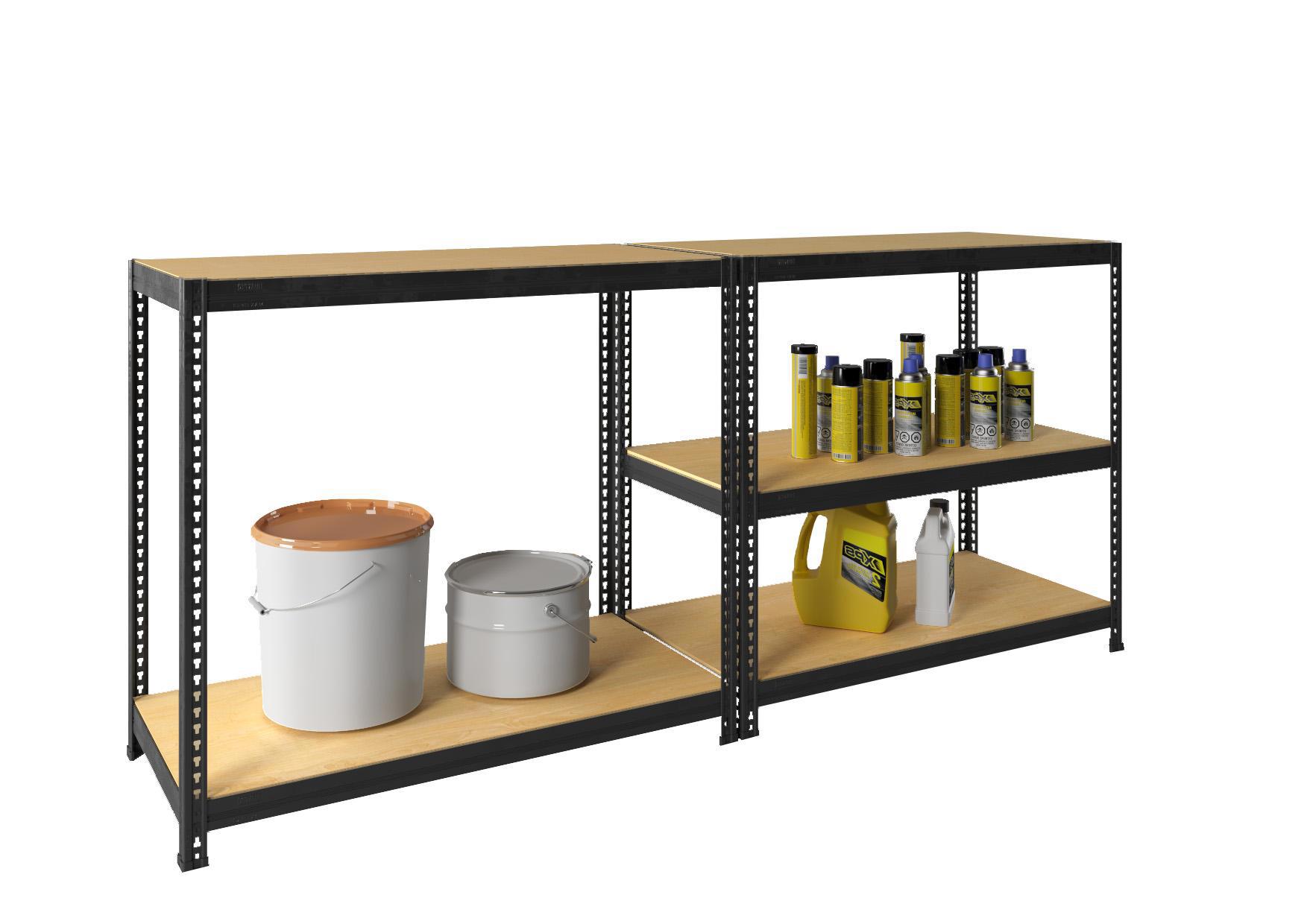 Изображение товара Стеллаж с полками Практик 75x180x35 см сталь цвет черный дерево нагрузка на полку до 150 кг