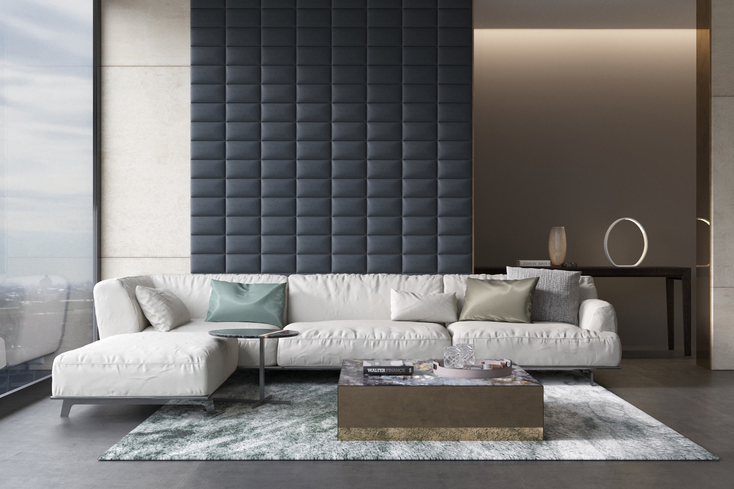 Изображение товара Комплект мягких панелей Tartilla прямоугольник хлопок цвет серый 300х150х35мм 4шт