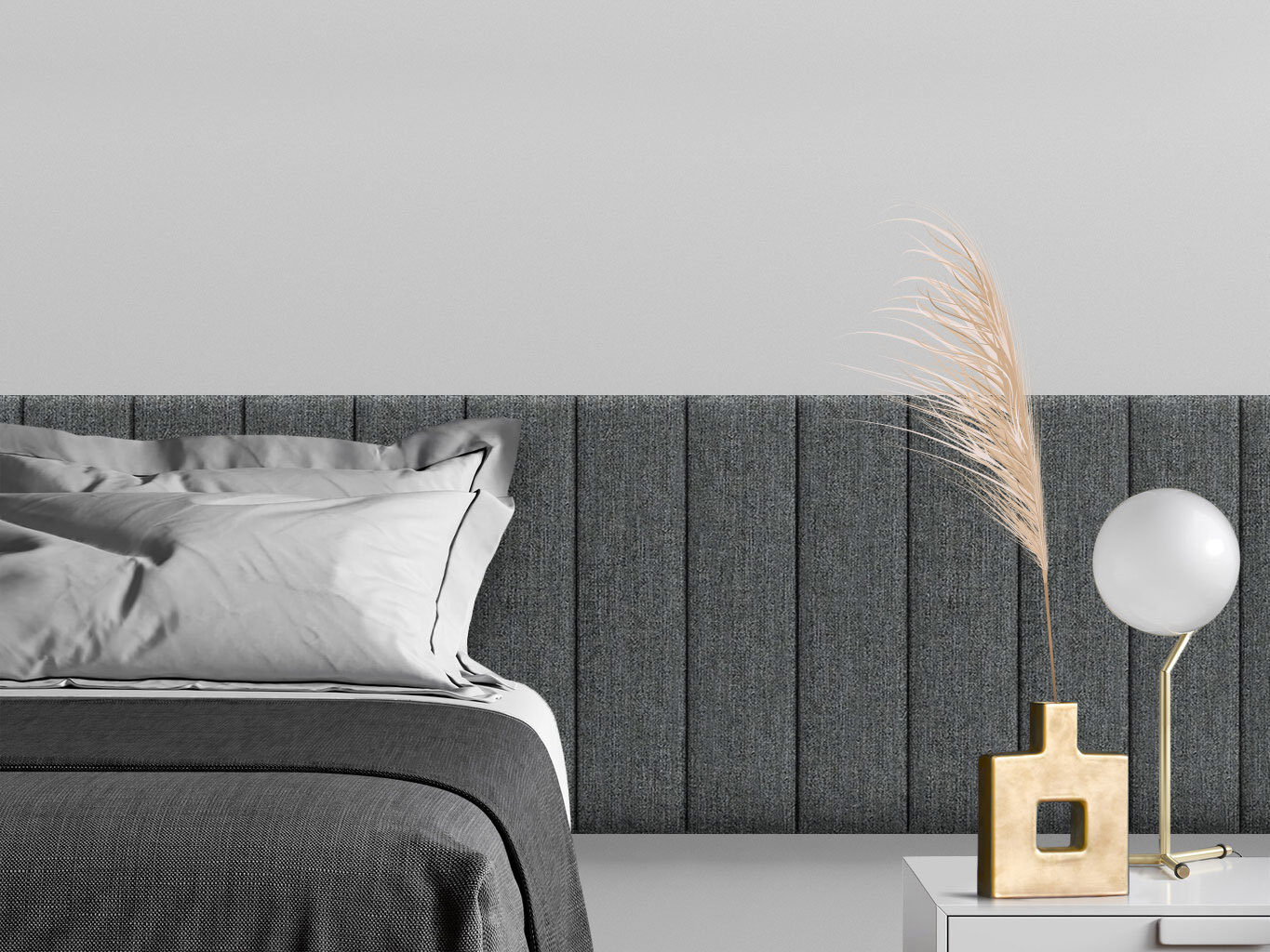 Изображение товара Tartilla Cotton Moondust — серые прямоугольные панели 600х150 мм, 4 шт