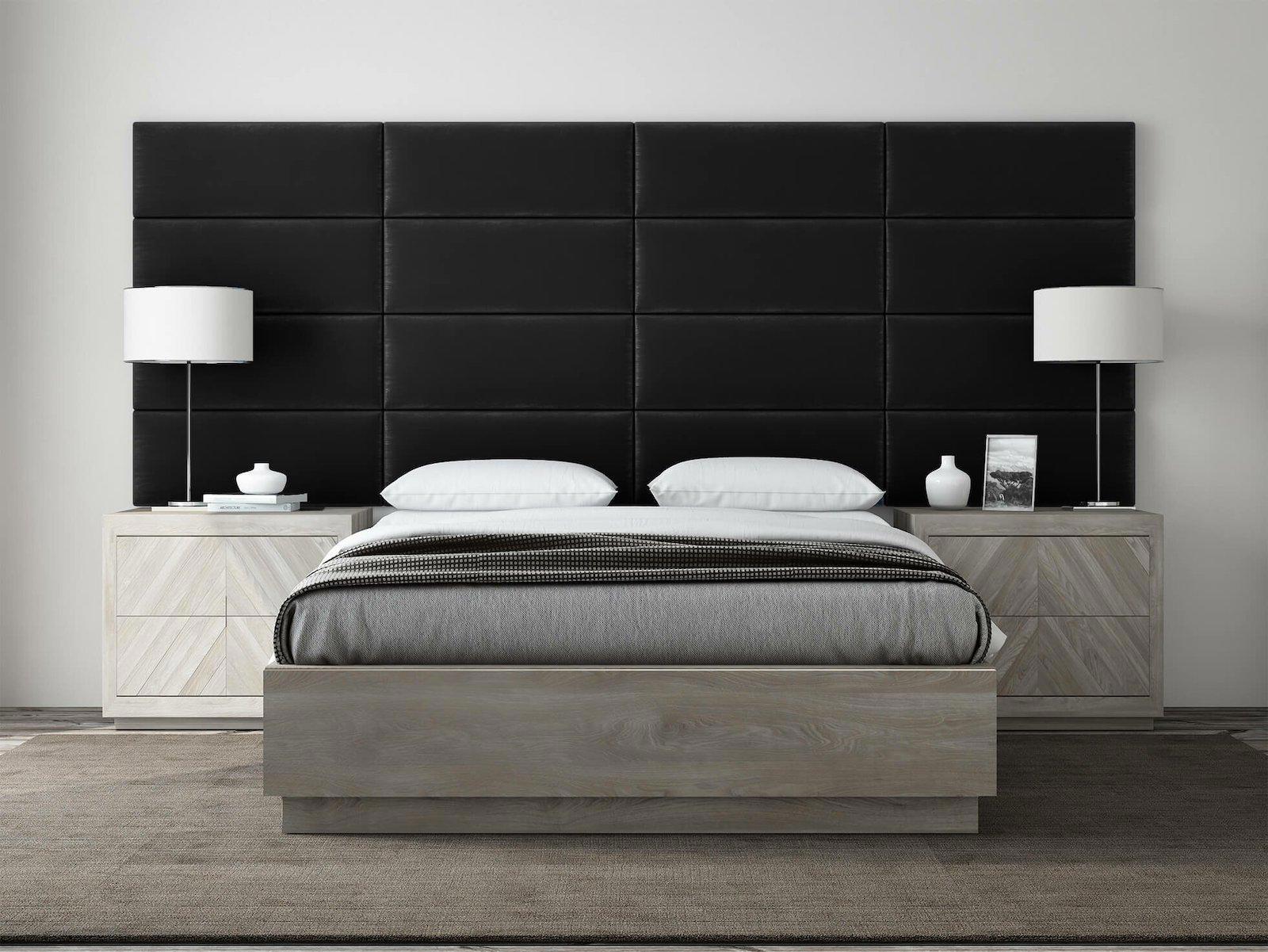 Изображение товара Комплект мягких панелей Tartilla прямоугольник велюр цвет черный 800х300х29мм 4шт