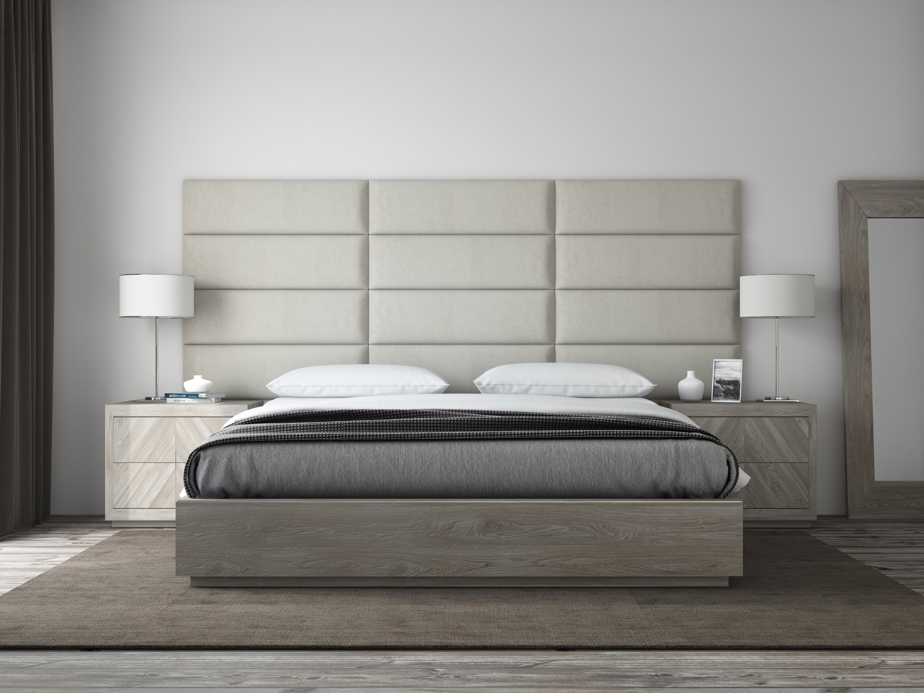 Изображение товара Комплект мягких панелей Tartilla прямоугольник велюр цвет ваниль 1000х300х29мм 4шт