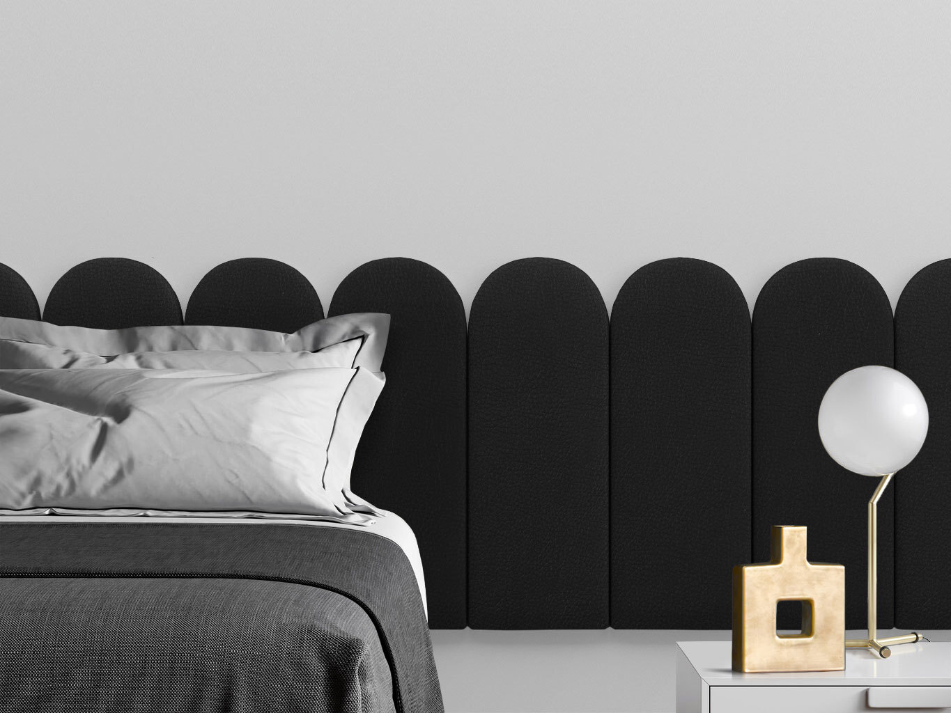 Изображение товара Комплект мягких панелей Tartilla арка эко кожа цвет черный 600х300х35мм 2шт