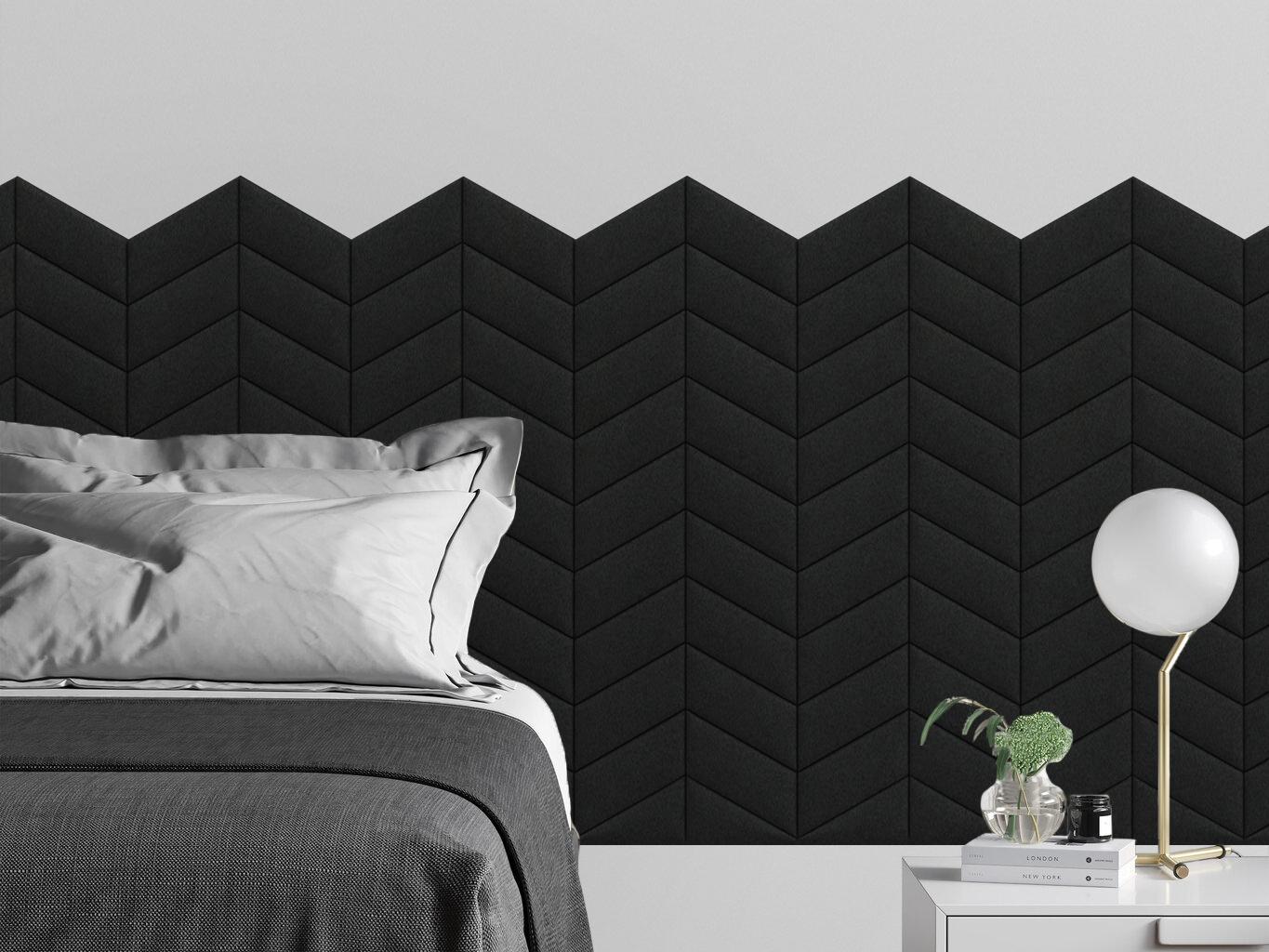 Изображение товара Комплект мягких панелей Tartilla параллелограмм велюр цвет черный 300х300х29мм 2шт