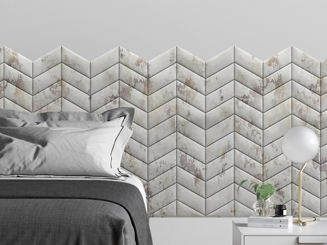 Изображение товара Комплект мягких панелей Tartilla параллелограмм шелк цвет слоновая кость 300х300х29мм 2шт