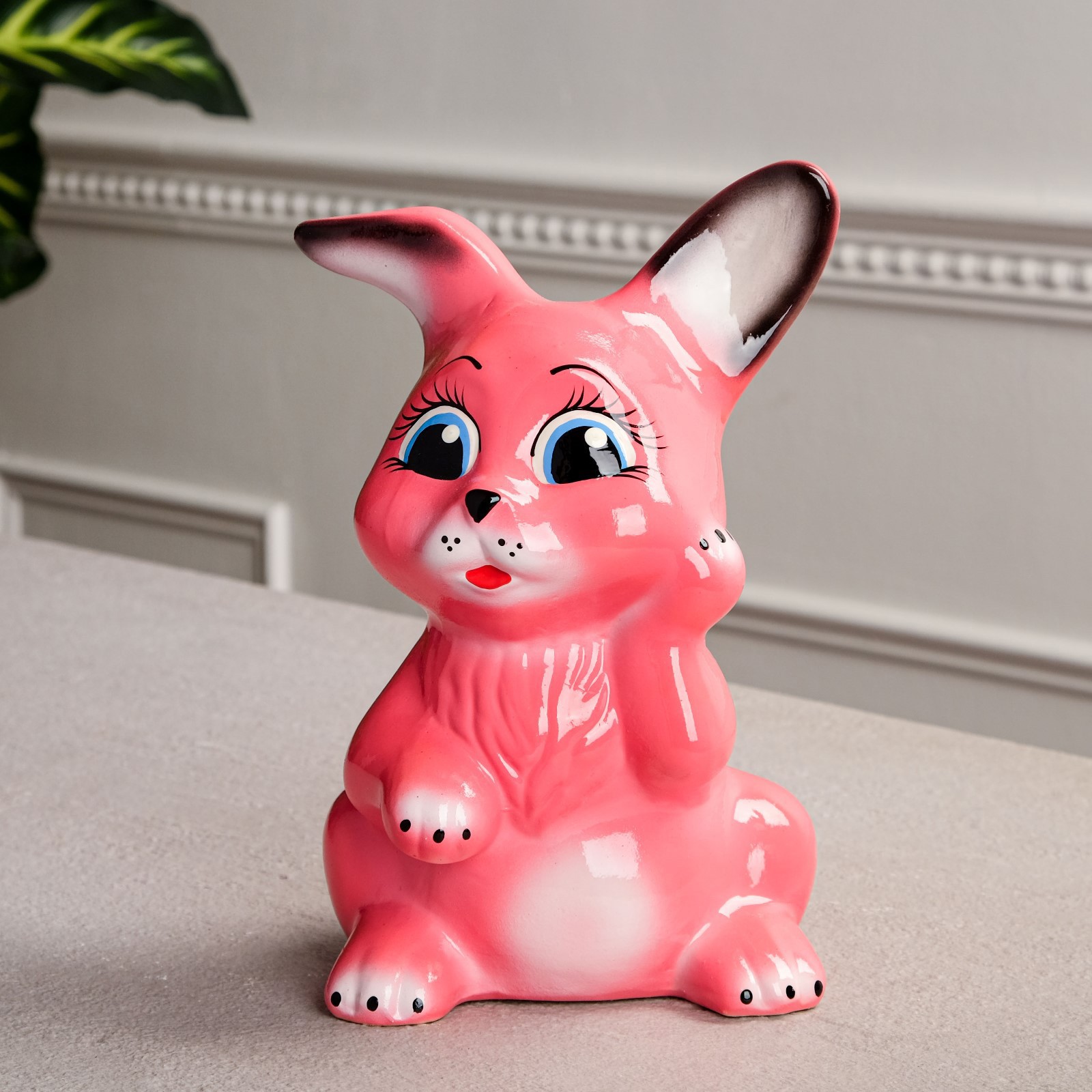 Изображение товара Копилка "Зайчик" розовая керамика 24 см