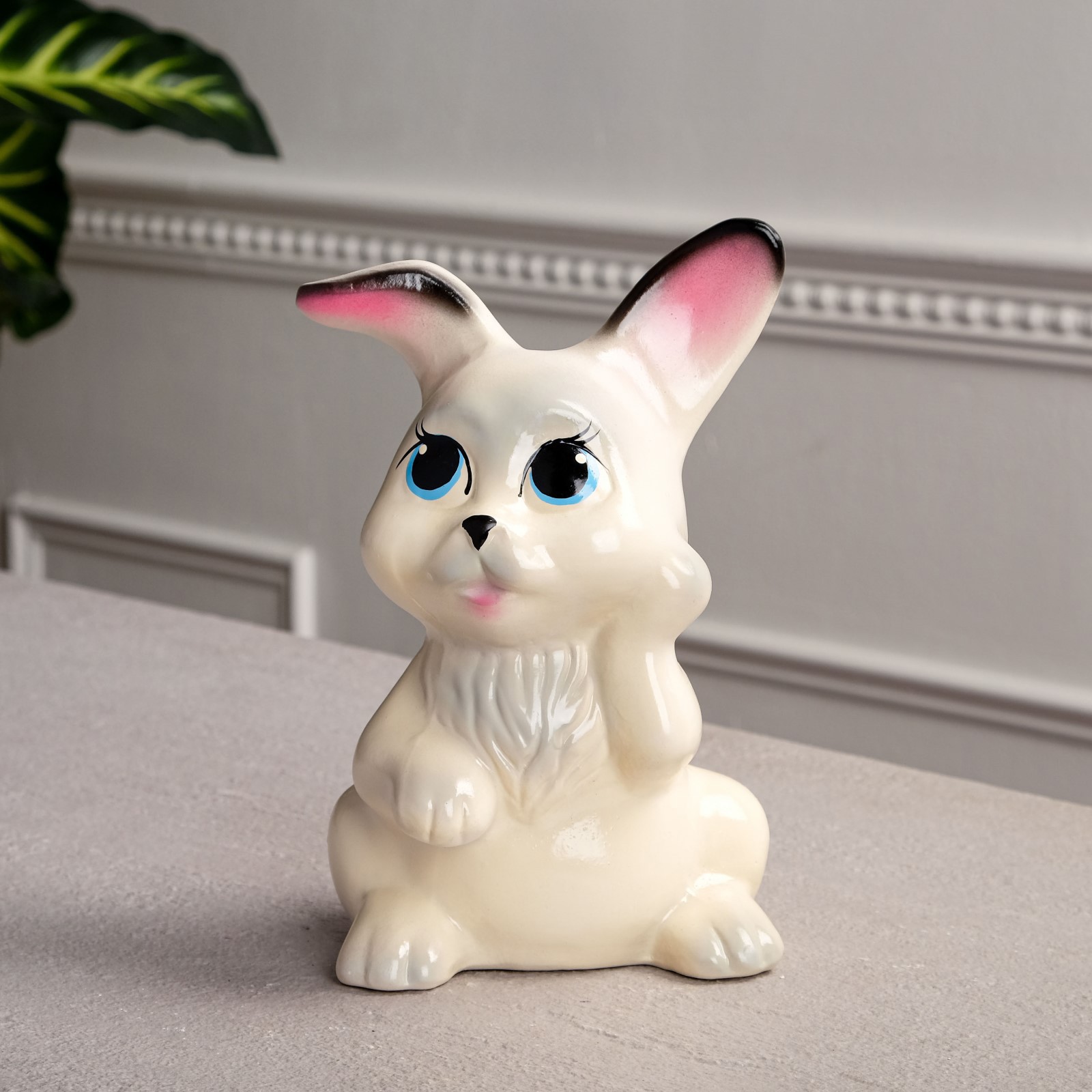 Изображение товара Копилка "Зайчик" белая керамика 24 см