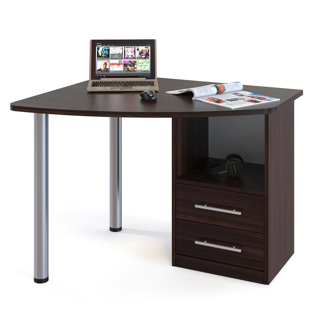 Изображение товара Компьютерный стол Шарм-дизайн 100x75x85 см из ЛДСП венге с ящиком и универсальным углом