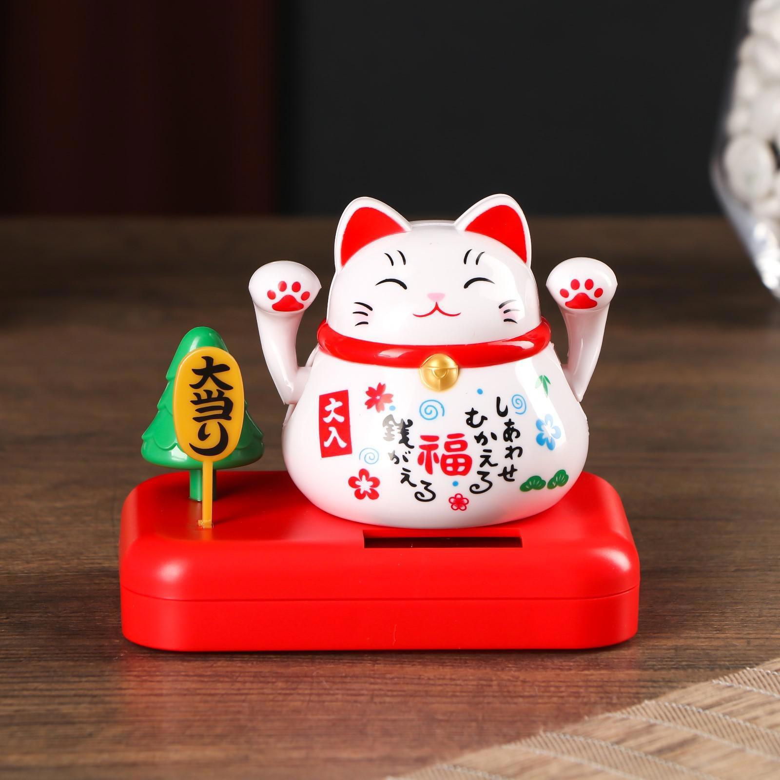 Изображение товара Маятник "Кот Манэки-нэко с деревом" белый 8x10x6 см