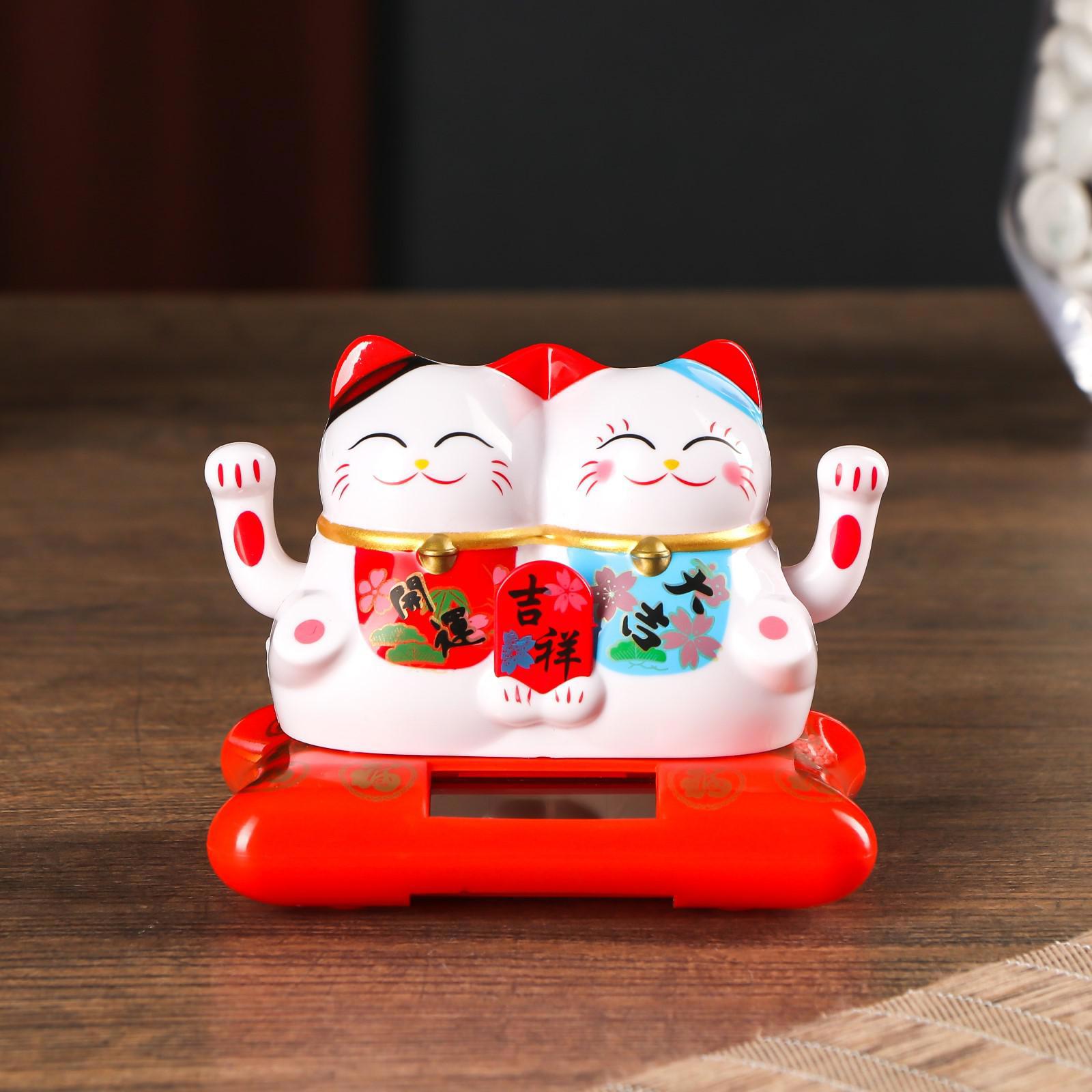 Изображение товара Маятник "Парочка котов Манэки-нэко с пожеланием" 6.5x8.5x5.5 см 50183