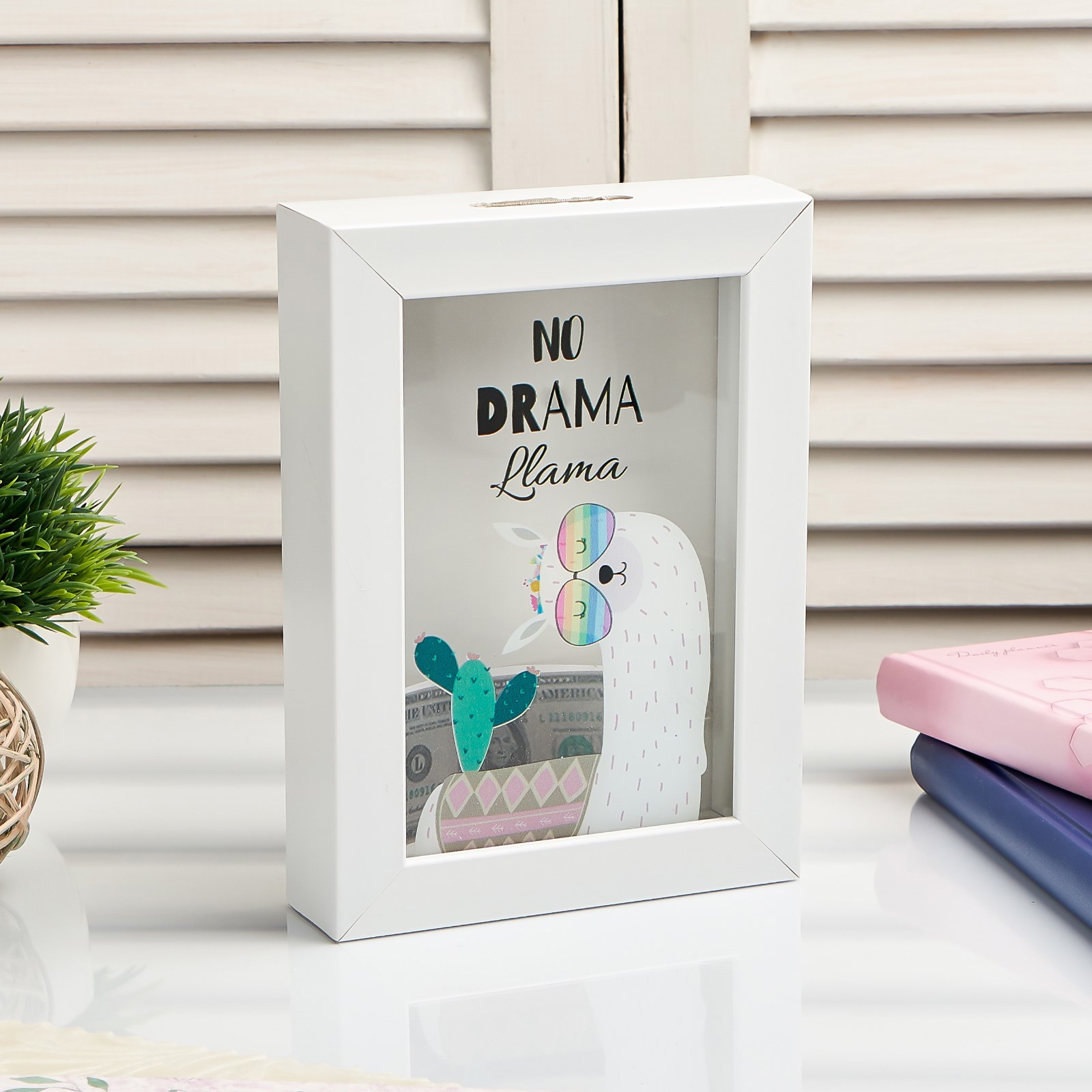 Изображение товара Копилка Лама с кактусом в очках, 17x12x3,8 см