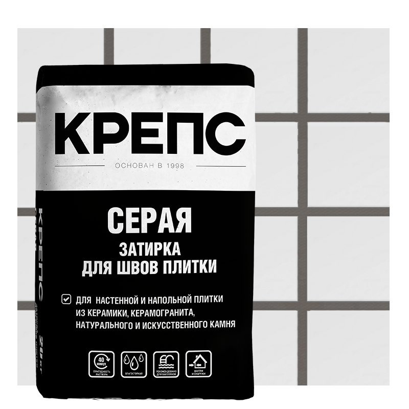 Изображение товара Затирка цементная Крепс цвет серый 20 кг