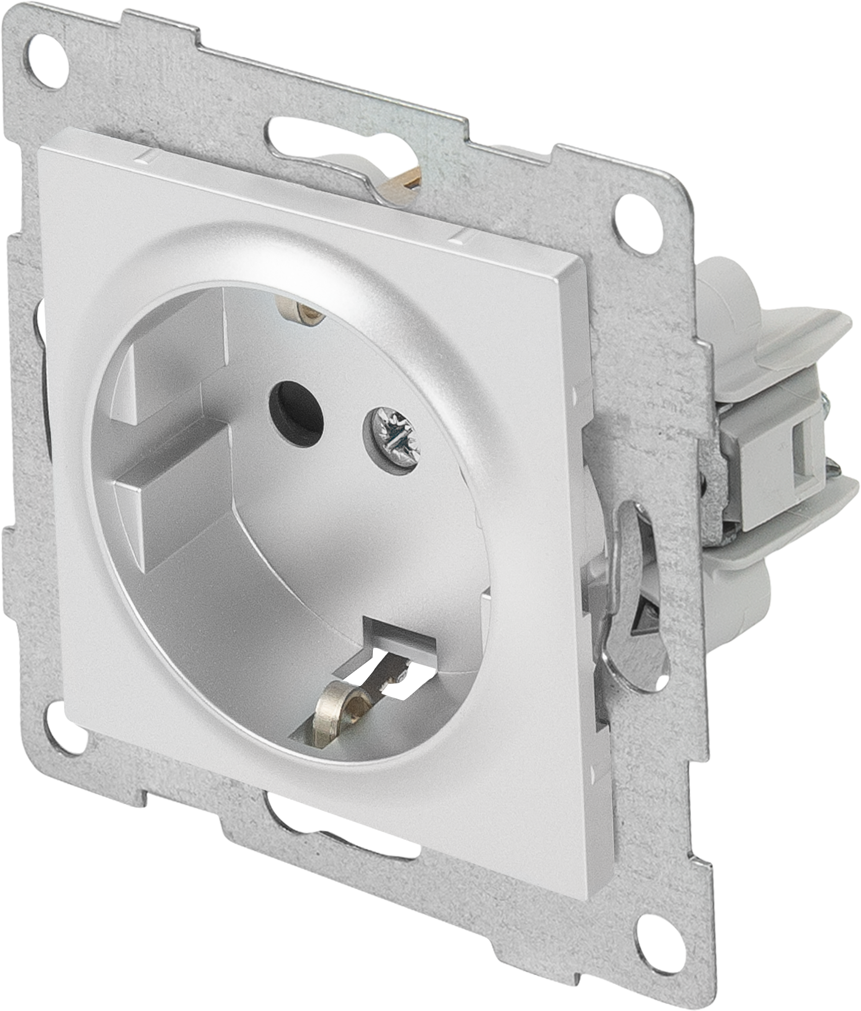 Изображение товара Встраиваемая розетка Gusi Electric с заземлением защитной шторкой серебро