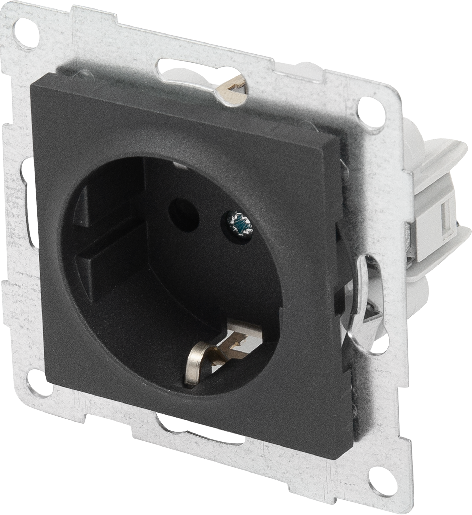 Изображение товара Розетка встраиваемая Gusi Electric с заземлением с защитной шторкой цвет графит