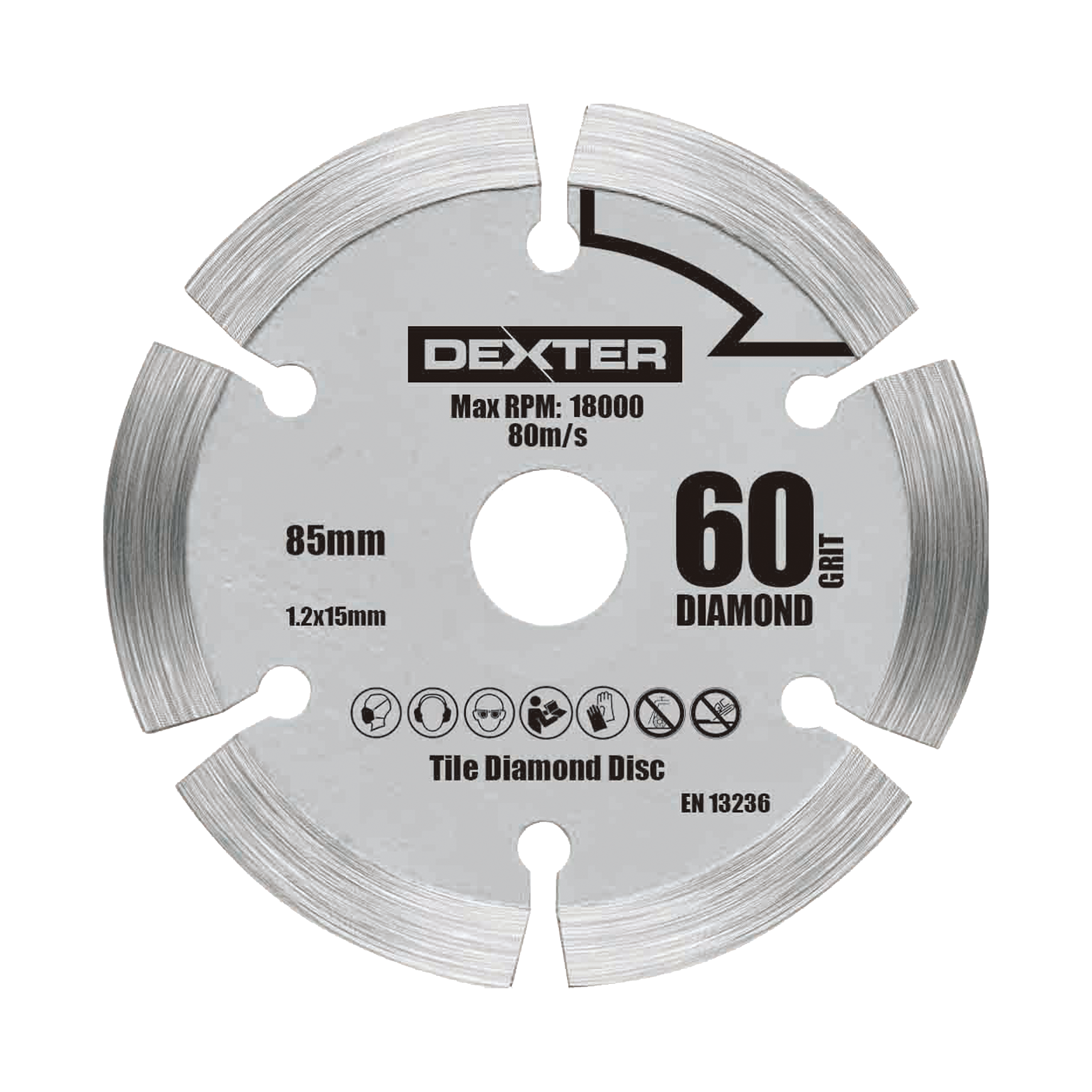 Диск алмазный по бетону и граниту Dexter HL-175 сегментный 85x15x1.2 мм