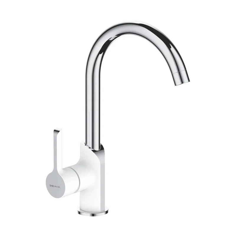 Изображение товара Shevanik S6053F: однорычажный бело-хром смеситель для кухни