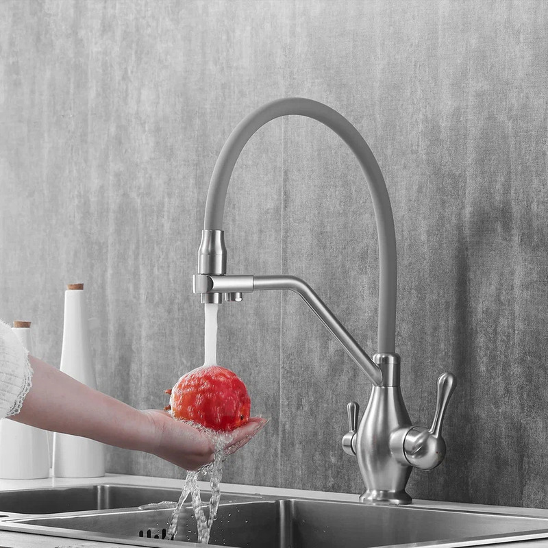 Изображение товара Однорычажный смеситель Rose R858L сатин для кухни с водосберегающей функцией