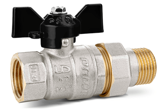 Кран шаровой с американкой прямой LD DN15 PN40 1/2" НР/ВР латунь ручка бабочка черная