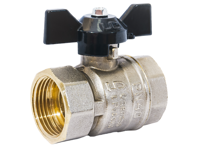 Кран шаровой прямой LD DN20 PN40 3/4" ВР латунь ручка бабочка