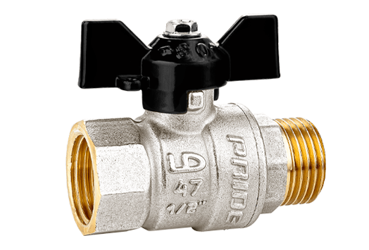 Кран шаровой прямой LD DN32 PN25 1 1/4" НР/ВР латунь ручка бабочка