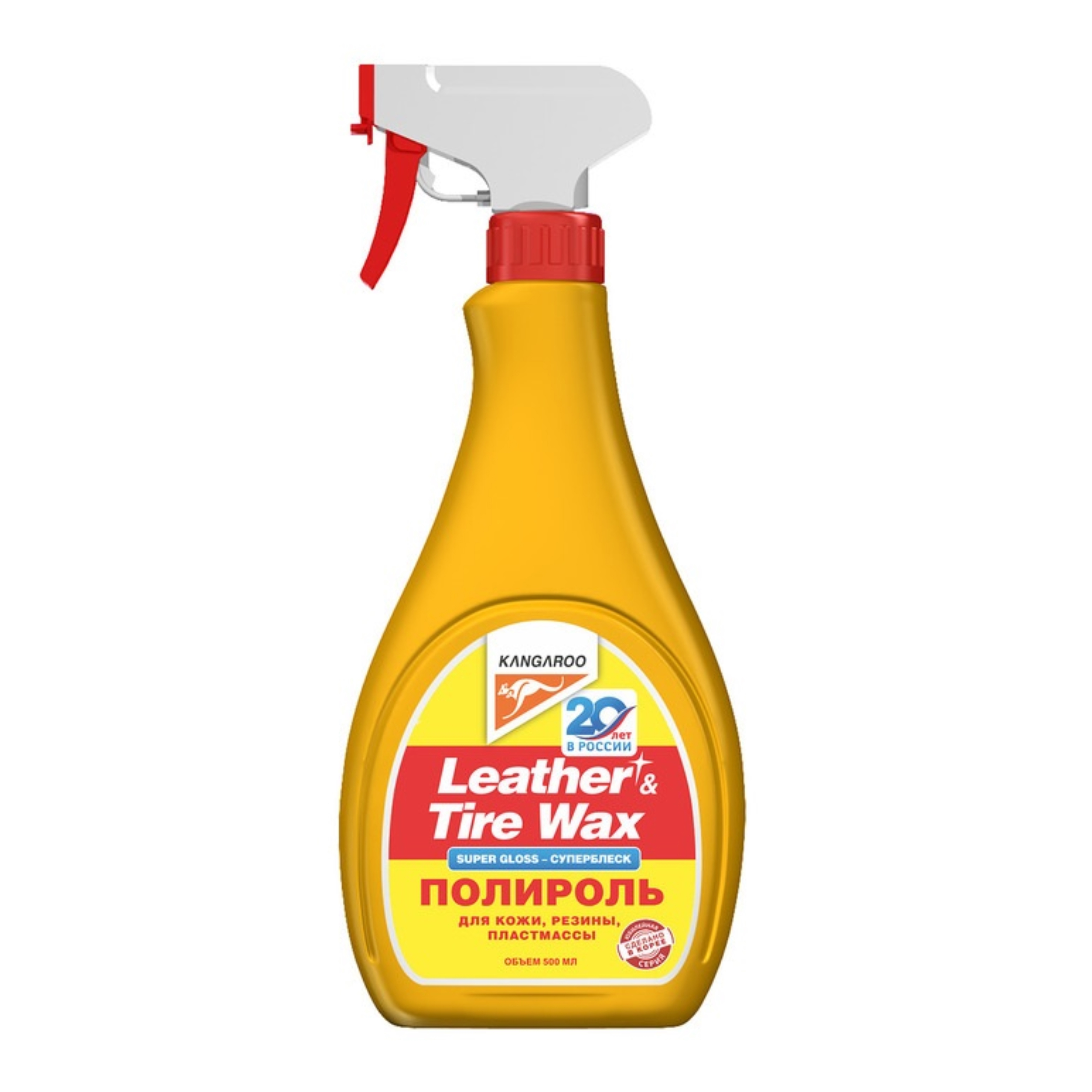 Изображение товара Полироль KANGAROO Супер блеск Leather & Tire Wax Super Gloss 355029 500 мл Изображение товара Полироль KANGAROO Супер блеск Leather & Tire Wax Super Gloss 355029 500 мл