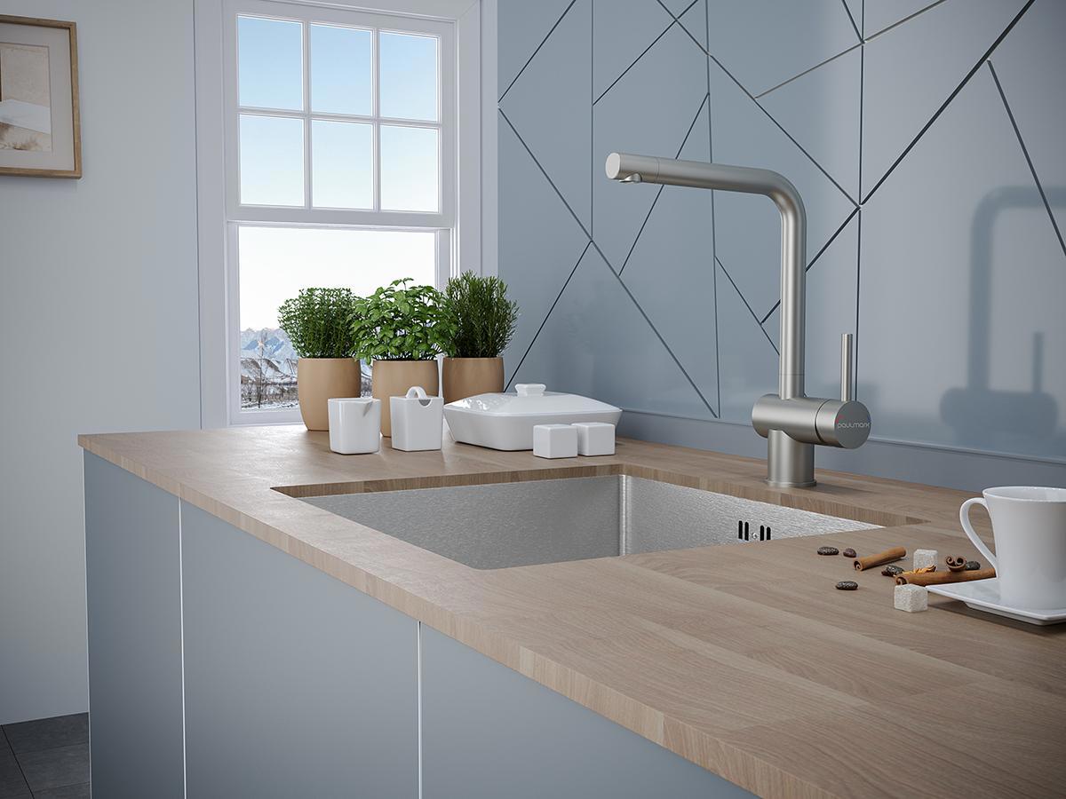 Изображение товара Однорычажный кухонный смеситель Paulmark Sp212067-ss 29 см серый