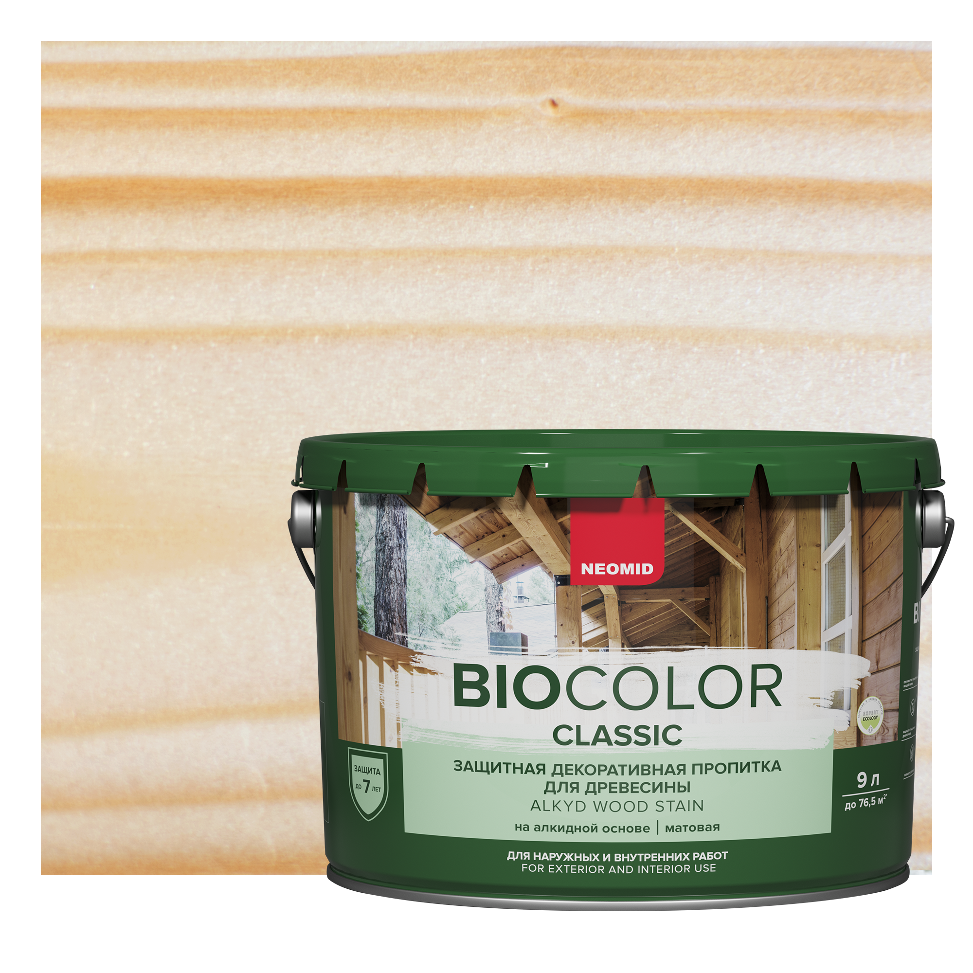 Изображение товара Декоративная пропитка NEOMID BIO COLOR CLASSIC матовая 9 л для древесины