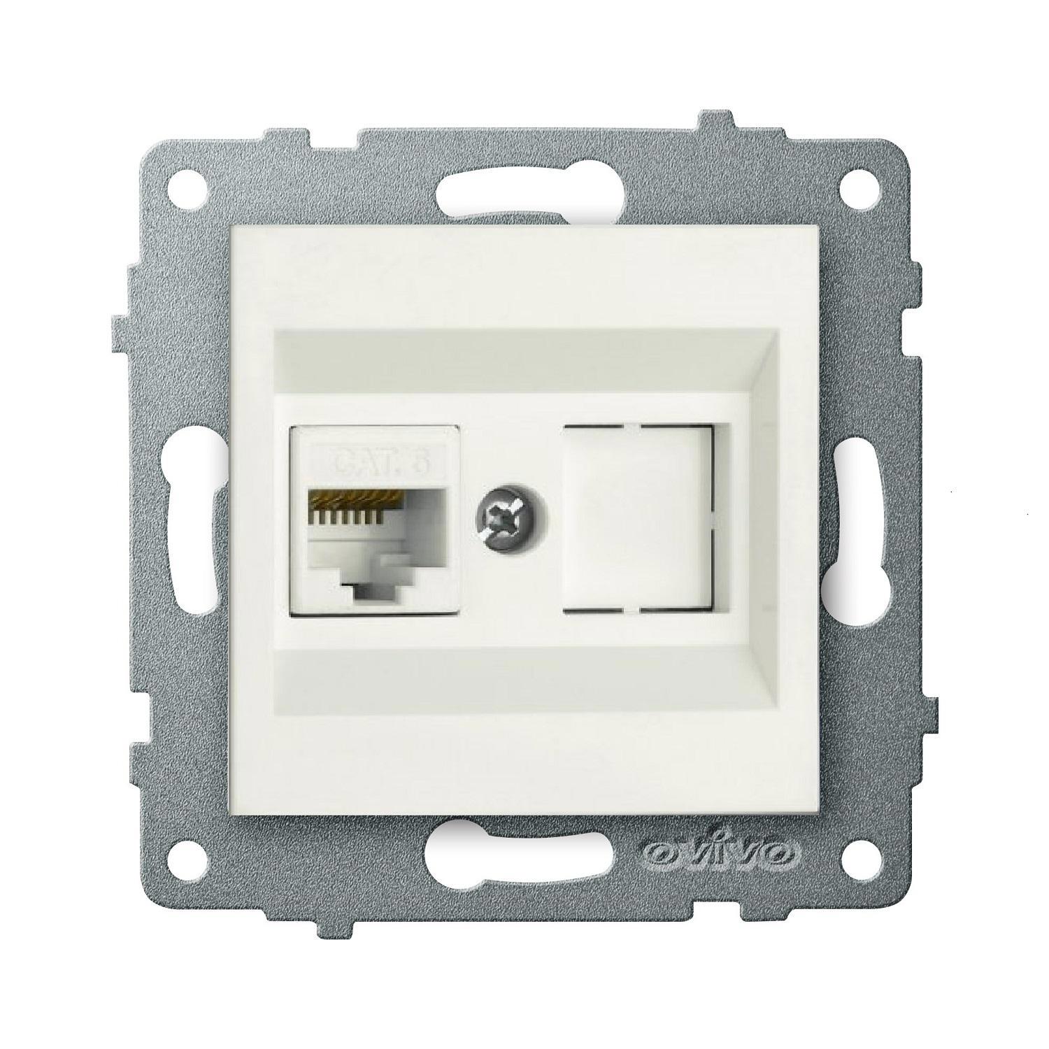 Изображение товара Розетка RJ45 Ovivo Loft M+K CAT6, встраиваемая, белая