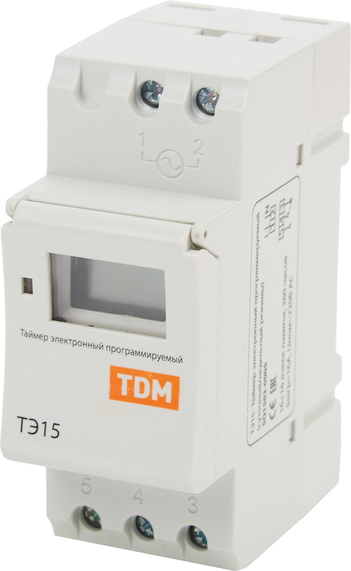 Изображение товара Таймер электронный TDM Electric ТЭ15-1мин/7дн-16on/off-16А-DIN