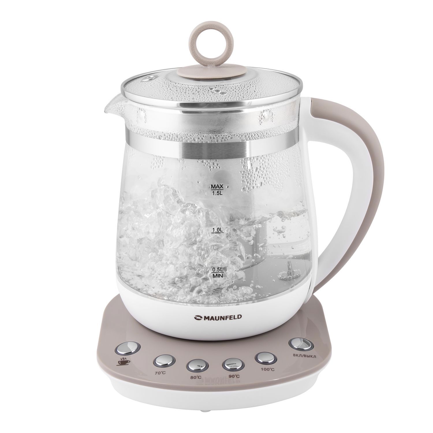Изображение товара Электрический чайник Maunfeld MGK-615BG 1.5 л стекло черный бежевый