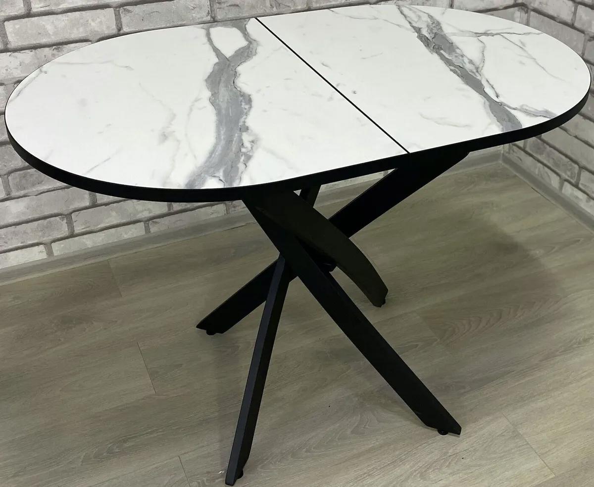 Изображение товара Кухонный овальный раздвижной стол Андромеда МС Дальше больше 110/140 см черный мрамор