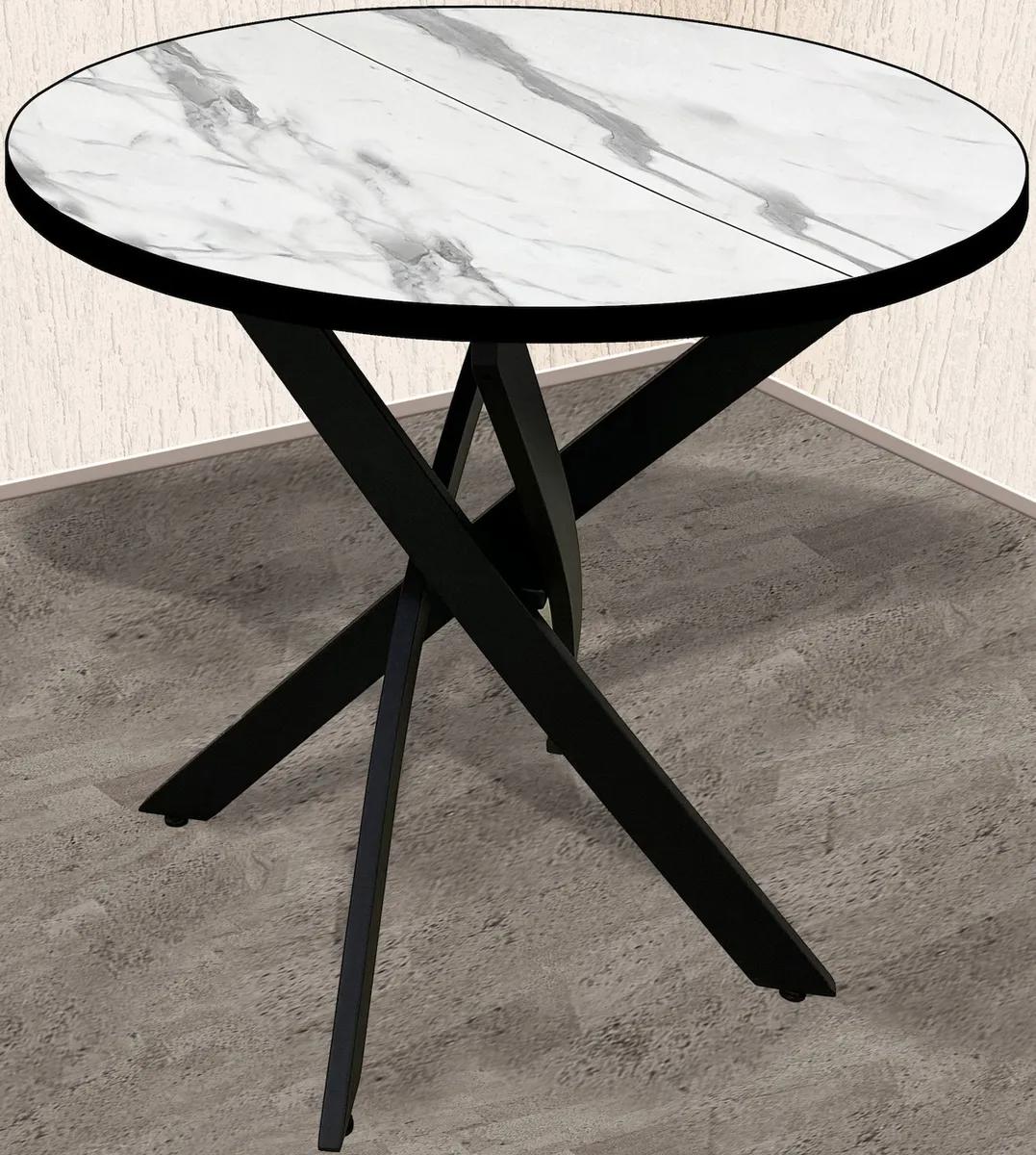 Изображение товара Кухонный круглый раздвижной стол МС Дальше-больше Андромеда 80x80 см черный мрамор