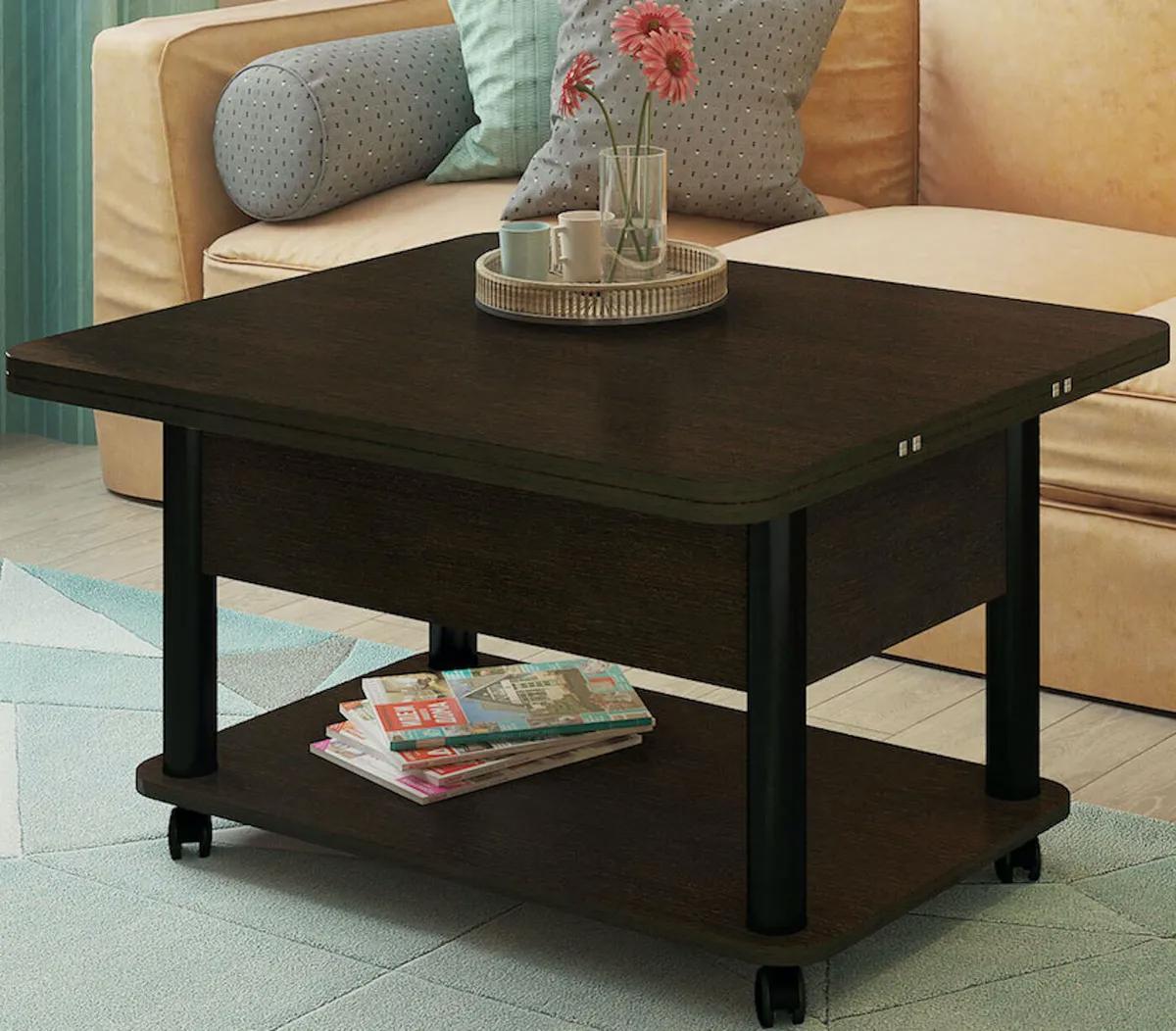 Изображение товара Стол-трансформер ГЗМИ Дебют 3 72x86x50см ЛДСП цвет венге темный/черный