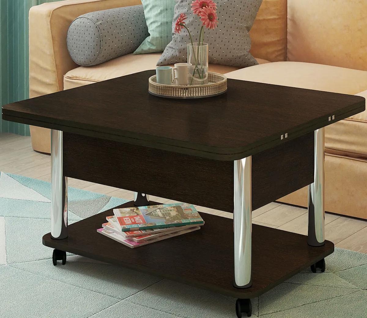 Изображение товара Стол-трансформер ГЗМИ Дебют 3 72x86x50см ЛДСП цвет венге темный/хром