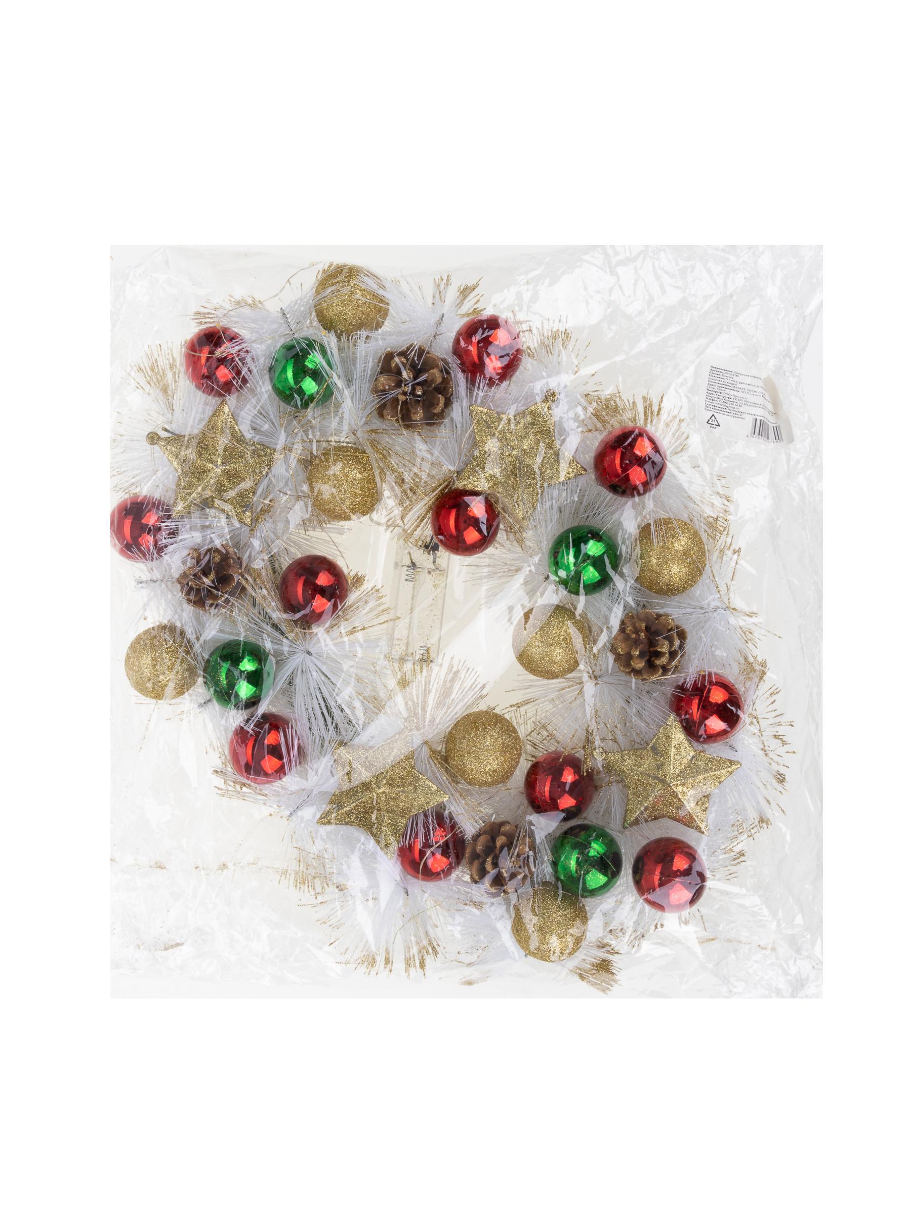 Изображение товара Рождественский венок Solmax NYG54789 с подсветкой ø 40 см для декора интерьера