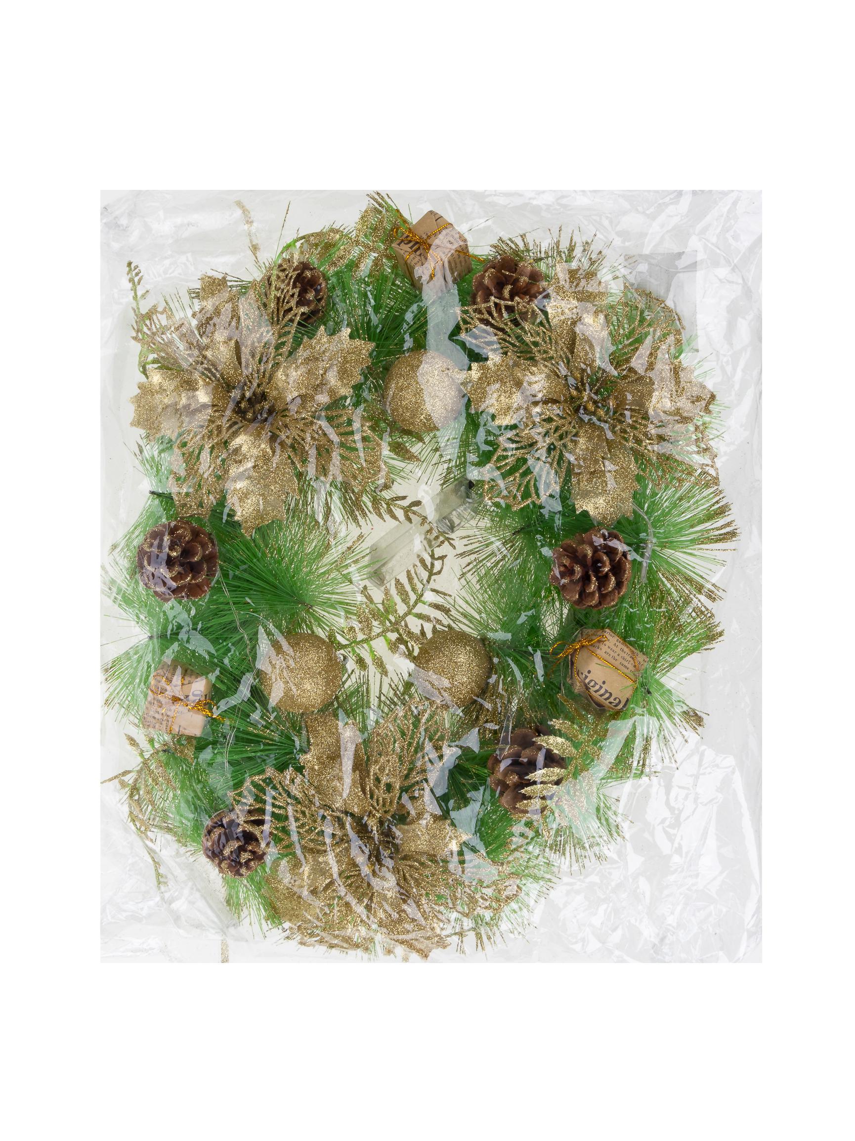 Изображение товара Рождественский венок с подсветкой ø 40 см декоративный для входа и интерьера