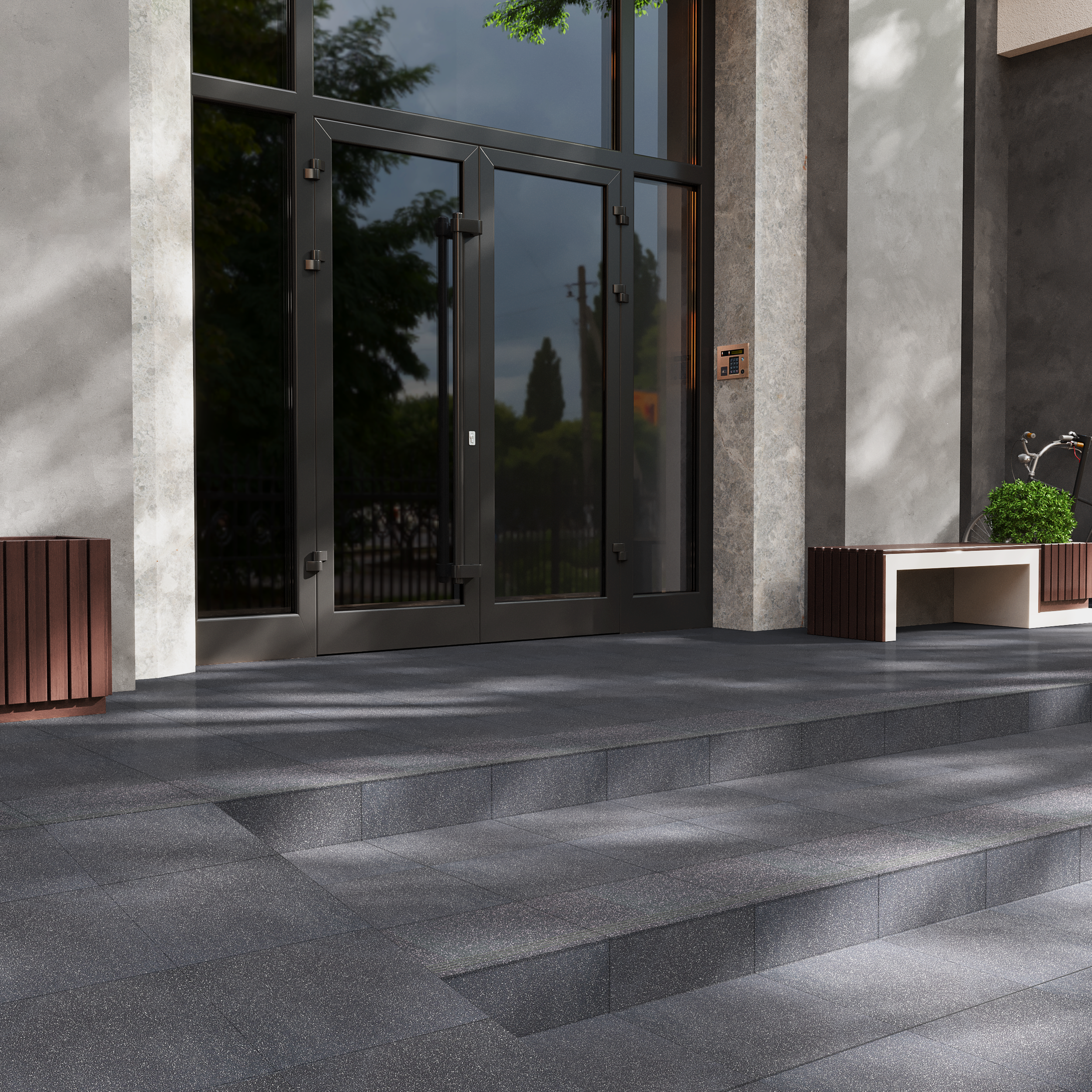 Изображение товара Ступень из керамогранита Estima Standard 30x30 см черный монтажная