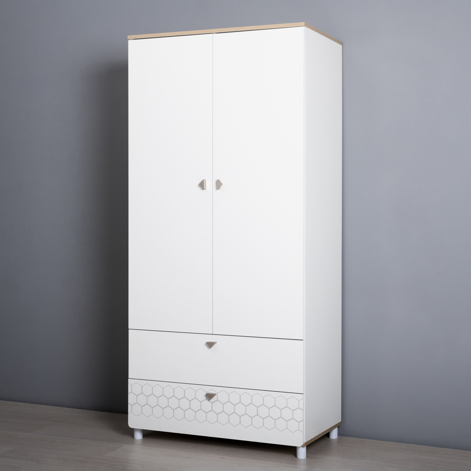 Изображение товара Стильный распашной шкаф Моби 13.334 85x85x51 см белый ЛДСП для спальни и прихожей