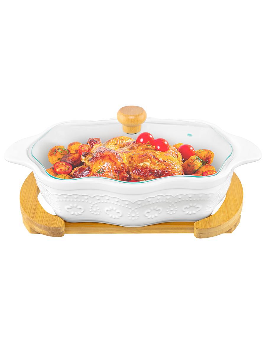 Изображение товара Блюдо для запекания Elan Gallery 14x32 см фарфор цвет белый/коричневый/прозрачный