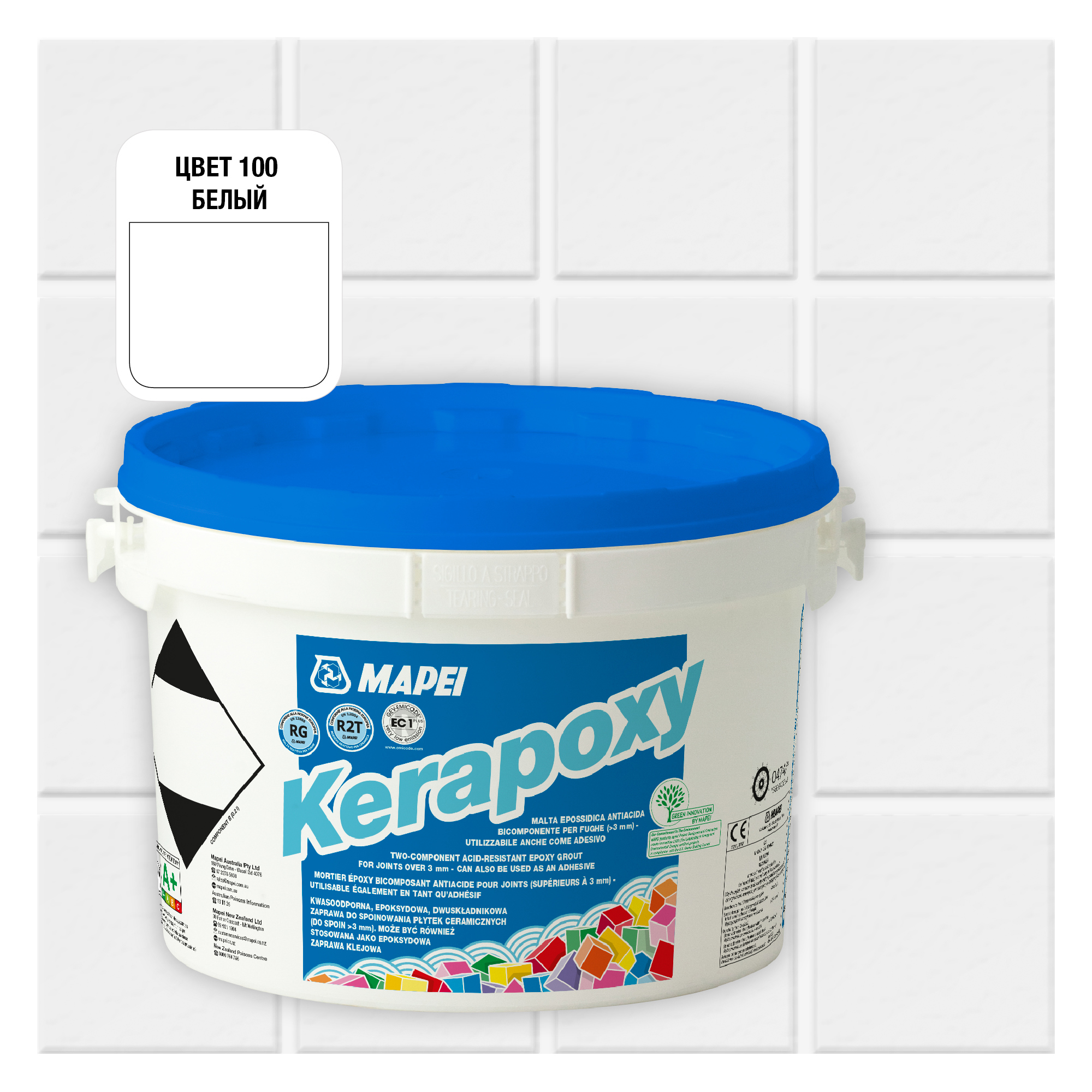 Изображение товара Эпоксидная затирка Mapei Kerapoxy N100 белая 2 кг для швов плитки и мозаики