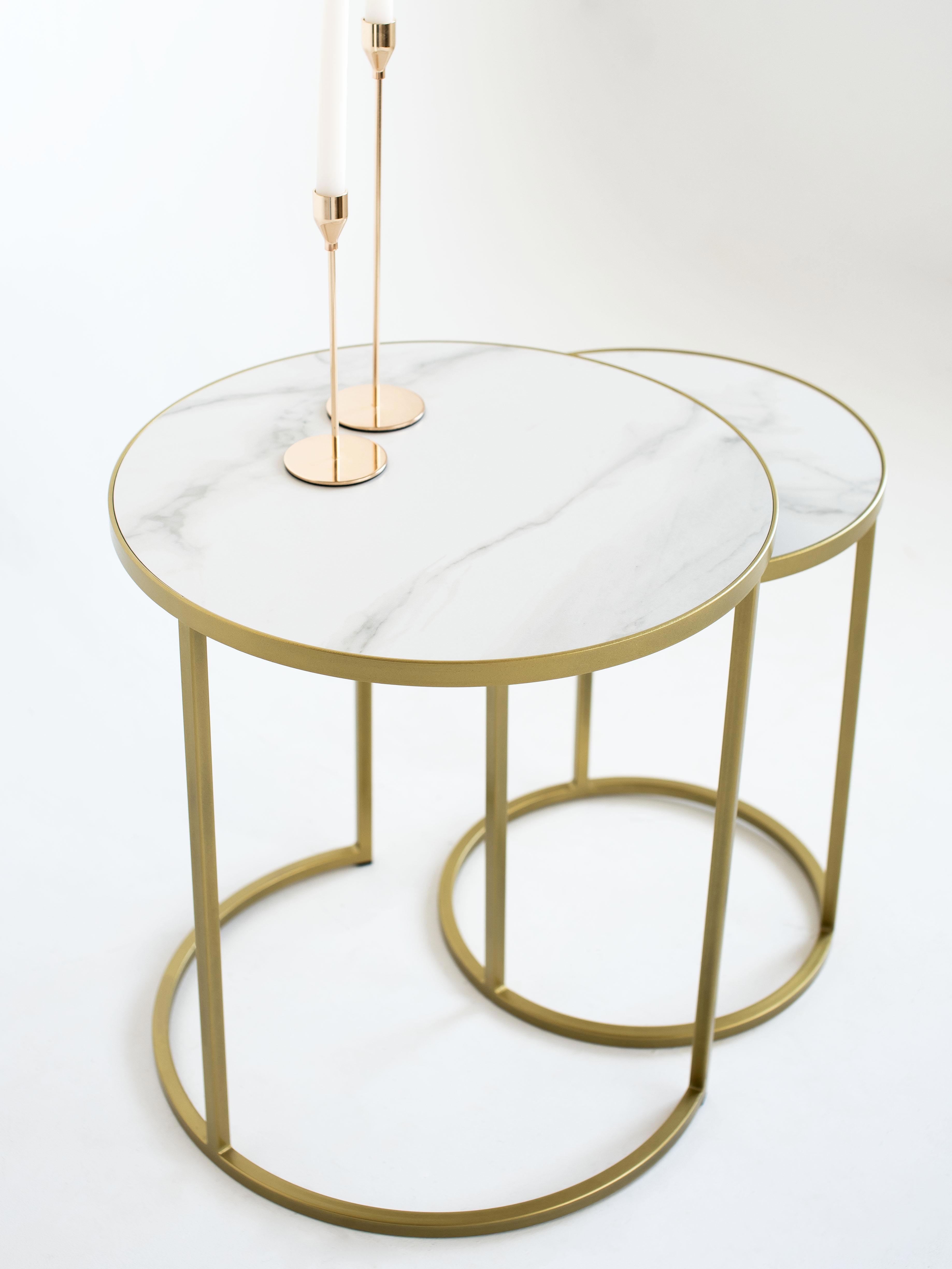 Изображение товара Комплект круглых журнальных столов Luchi Marble диаметр 45см