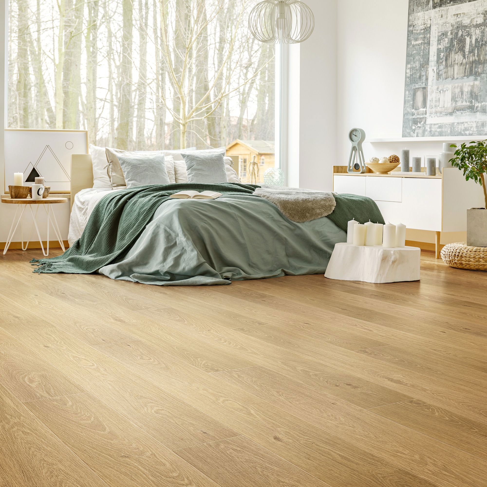 Изображение товара Ламинат Руан 33 класс 12 мм фаска бежевый 1,253м², износостойкий, с фаской