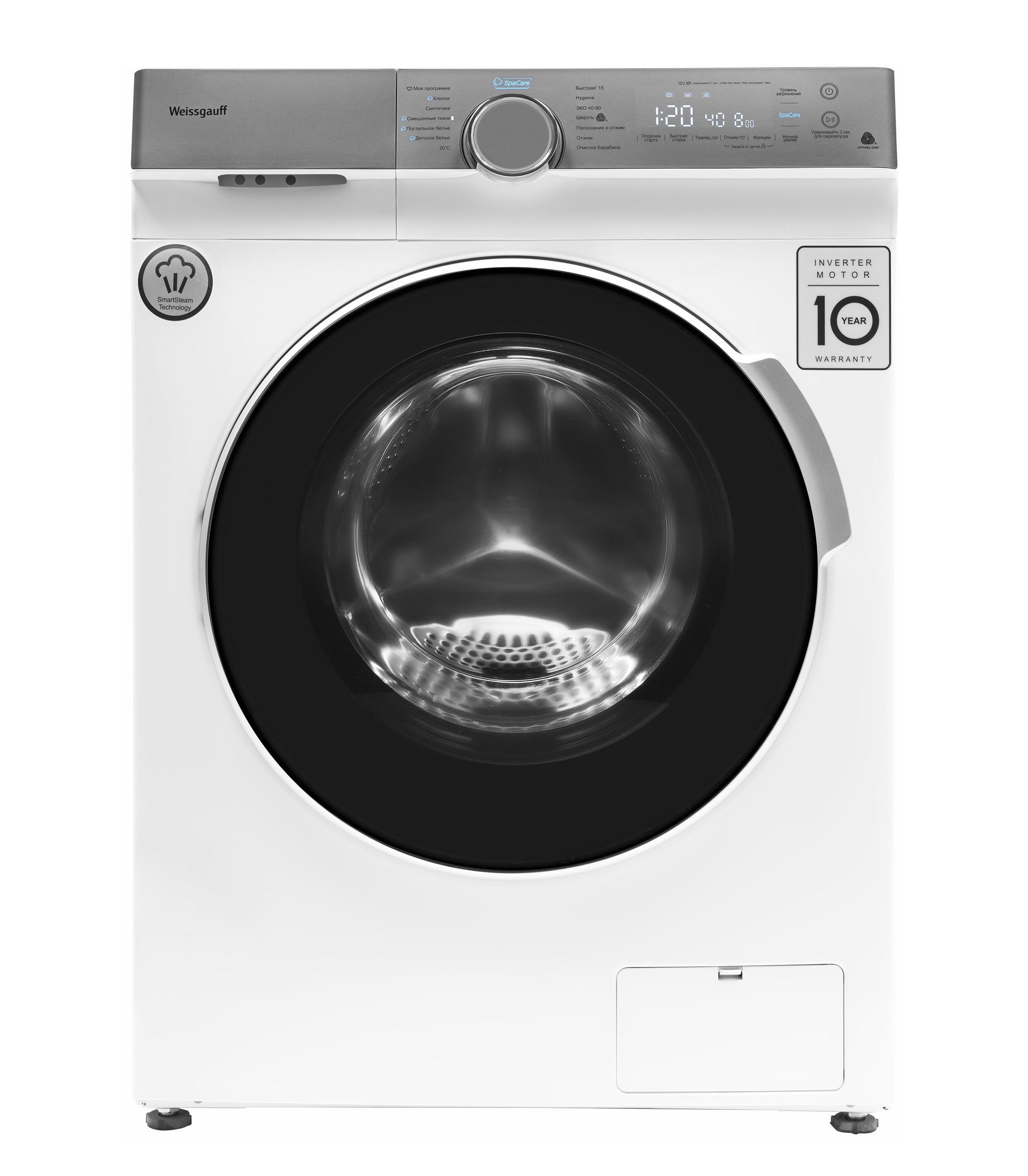 Изображение товара Стиральная машина Weissgauff WM 4947 DC Inverter Touch Steam 7 кг белая