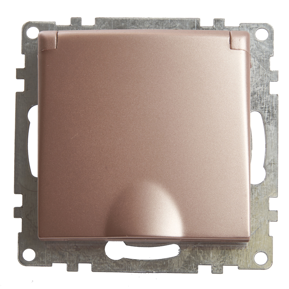 Изображение товара Розетка встраиваемая Stekker Катрин 39594 с заземлением с крышкой цвет шампань