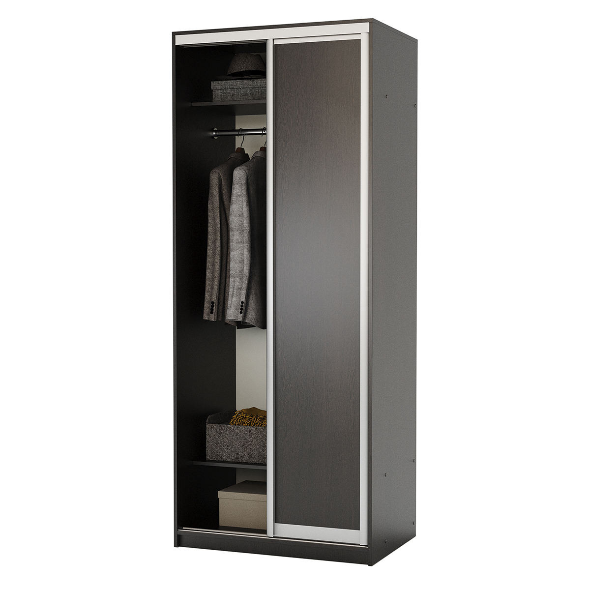 Изображение товара Шкаф-купе Шарм-Дизайн 220x90x60 см с двумя дверями и полками Венге