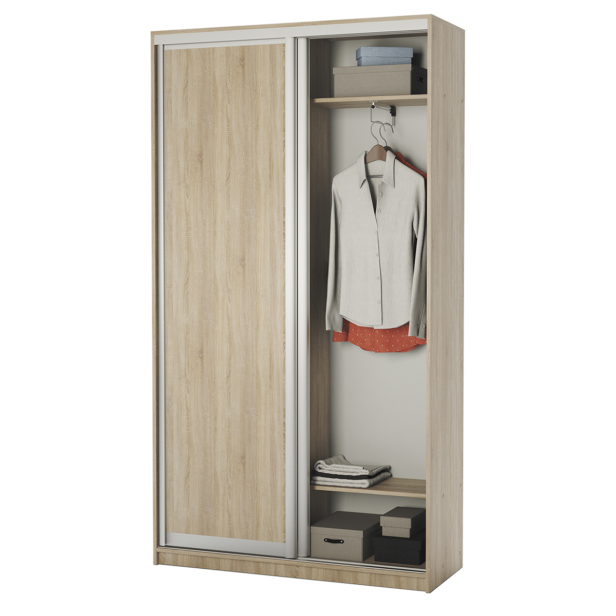 Изображение товара Шкаф-купе Шарм-Дизайн 220x100x45 см, 2 двери, 4 полки, дуб сонома