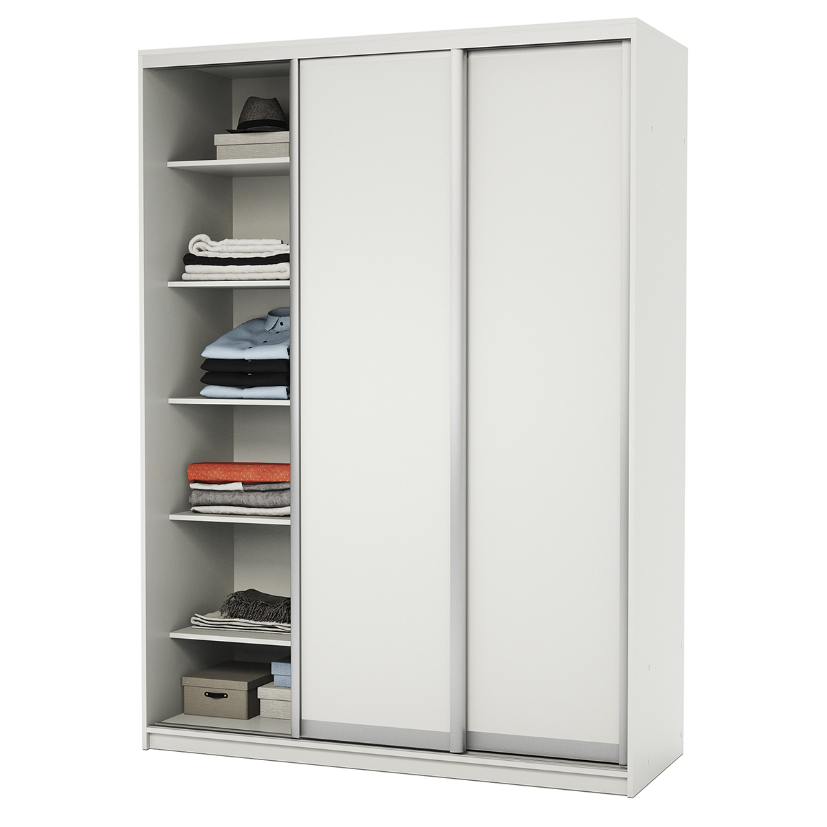 Изображение товара Шкаф-купе Шарм-Дизайн 220x150x60 см 3 двери 7 полок ЛДСП белый для спальни и гостиной